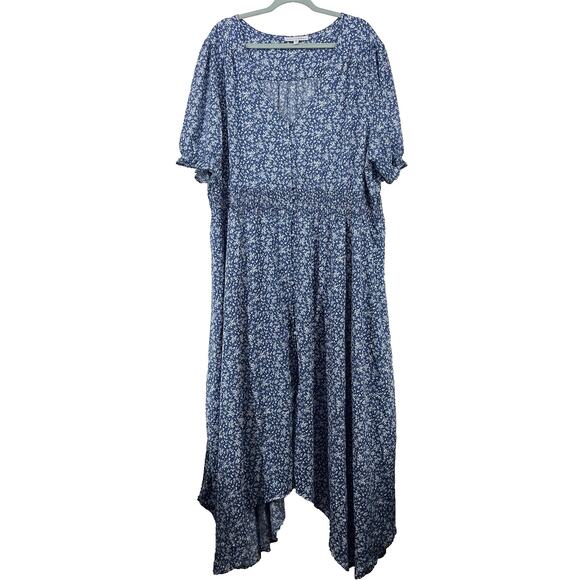 Baltic Born Dresses & Skirts - Baltic Born Size 3X Blue Floral Maxi Dress Cottagecore Smocked Puff Sleeve